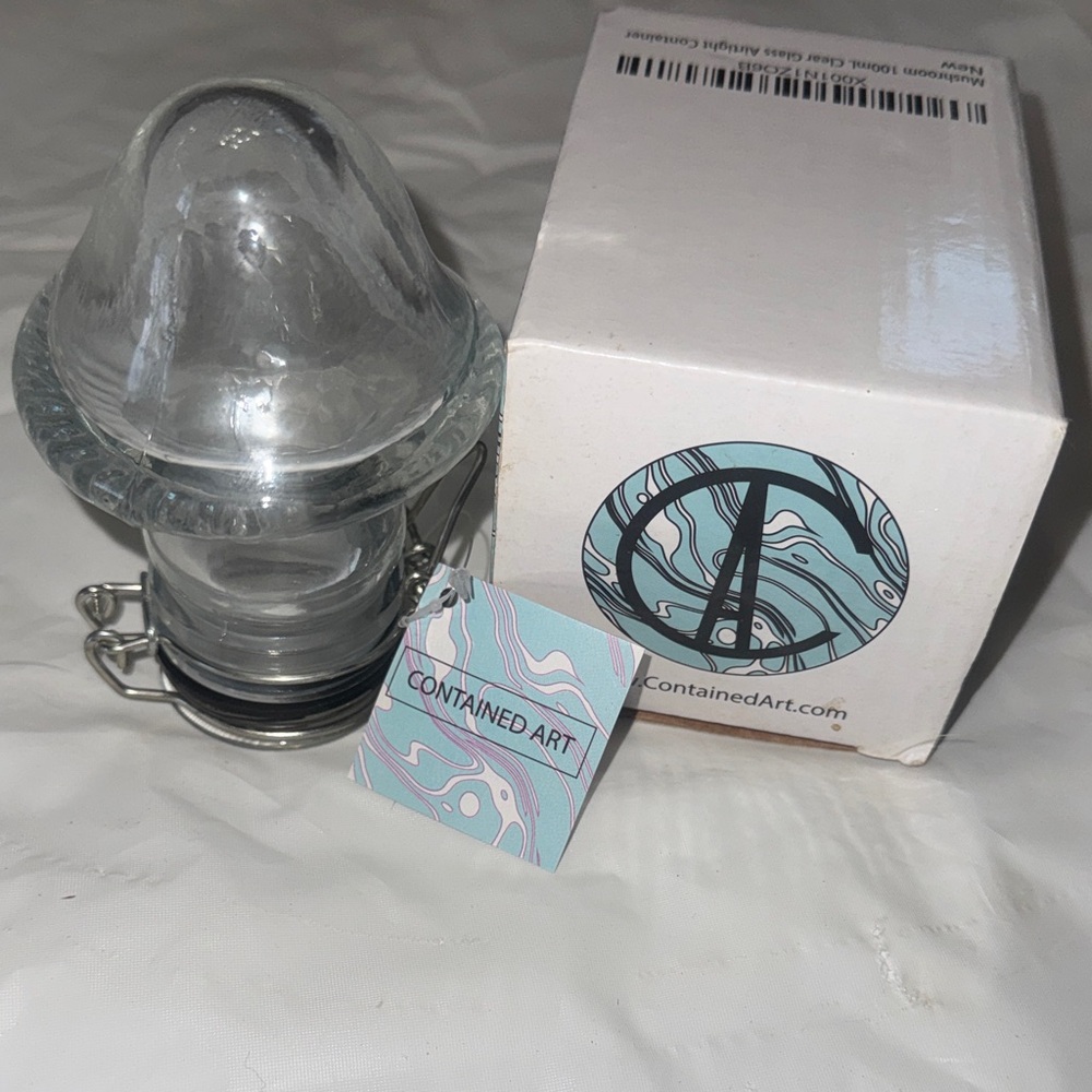 ContainedArt Clear Mushroom Glass Jar New
